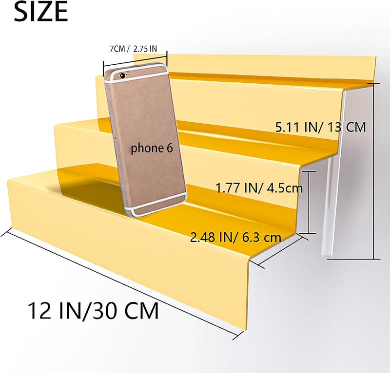 YMVV 12 IN Mirror Gold Acrylic 3 Tier Display Riser Perfume Organizer, Perfume Cologne Organizer Holder, Pops Toy Figures, Clear Cupcake Riser, Dessert Shelf - Image 5